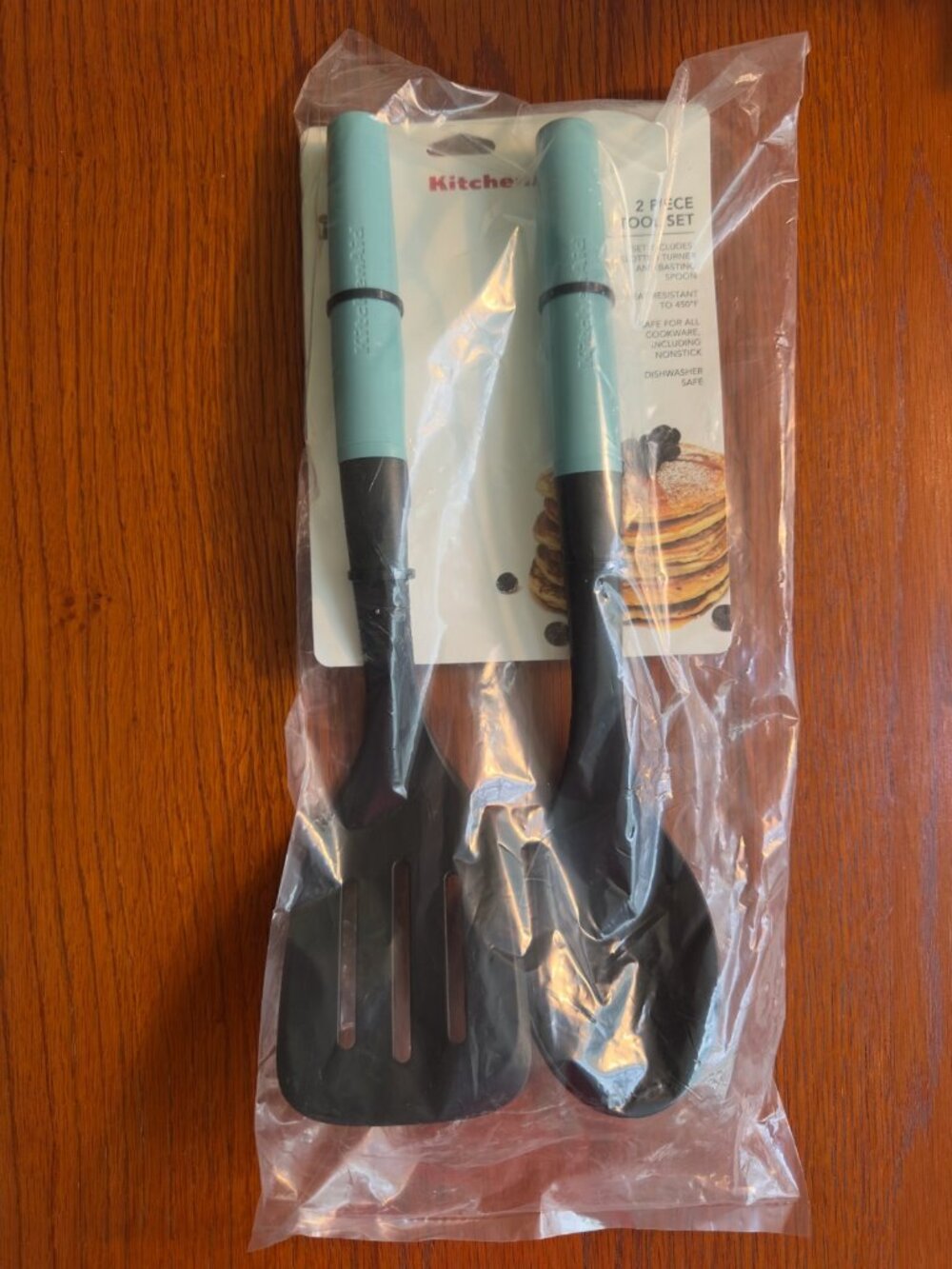 KitchenAid Slotted Turner & Basting Spoon Set Aqua Sky NWT